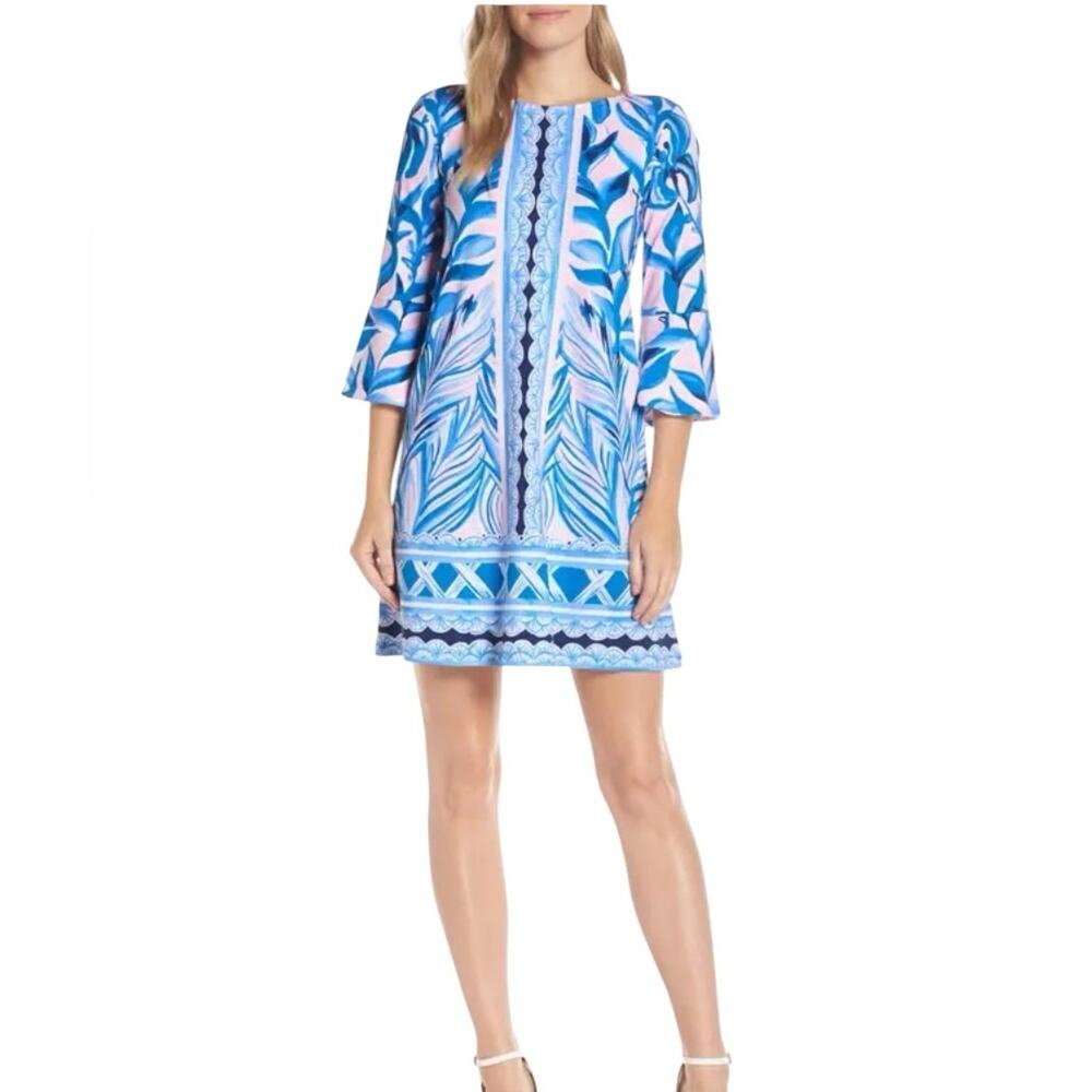 Lilly Pulitzer Ophelia Shift Dress Pink Tropics Tint Heat Wave size small Blue